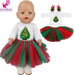 Santa Claus Dress for Baby Doll Clothes Christmas Dress 18 Inches Girl Doll Tutu Skirt