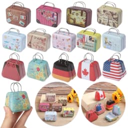 Metal Mini Suitcase Jewellery Box Miniature Trunk Bags Cartoon Pattern Dollhouse Decoration Gifts DIY Dolls Accessories