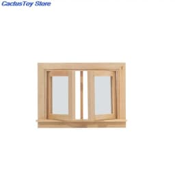 Multi Styles Dollhouse Miniature Wood External Single Door Wooden Window Frame DIY Accessories Doll House Furniture Toys