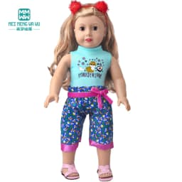 Doll Clothes Fashion T Shirt Pants Cartoon Dress Fits 45cm American Doll Toy Accessories Gift Girls