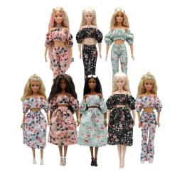New Doll Clothing Accessories Floral Bubble Sleeve Puffy For 30 Cm Doll 1/6 Small Skirt Set 30Cm