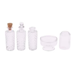1:12 Dollhouse Miniature Glass Vase Dessert Cup Wine Bottle Wishing Bottle W/Corked Home Decor Toy Doll House Accessories