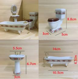 4pcs/set Dollhouse Mini Creative Bathroom Set Model Toys for Dollhouse Bathroom Furniture Decoration Accessories