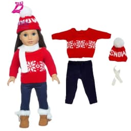 18 Inch Dolls Apparel American OG Journey Girl Doll Clothes Baby Doll Sweater Hat Winter Set Christmas Costume