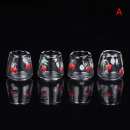 4pcs/set 1/12 Dollhouse Miniature Cartoon Clear Glass Cup Model Simulation Kitchen Furniture Toys For Doll House Decoration