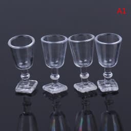 4pcs/set 1/12 Dollhouse Miniature Cartoon Clear Glass Cup Model Simulation Kitchen Furniture Toys For Doll House Decoration