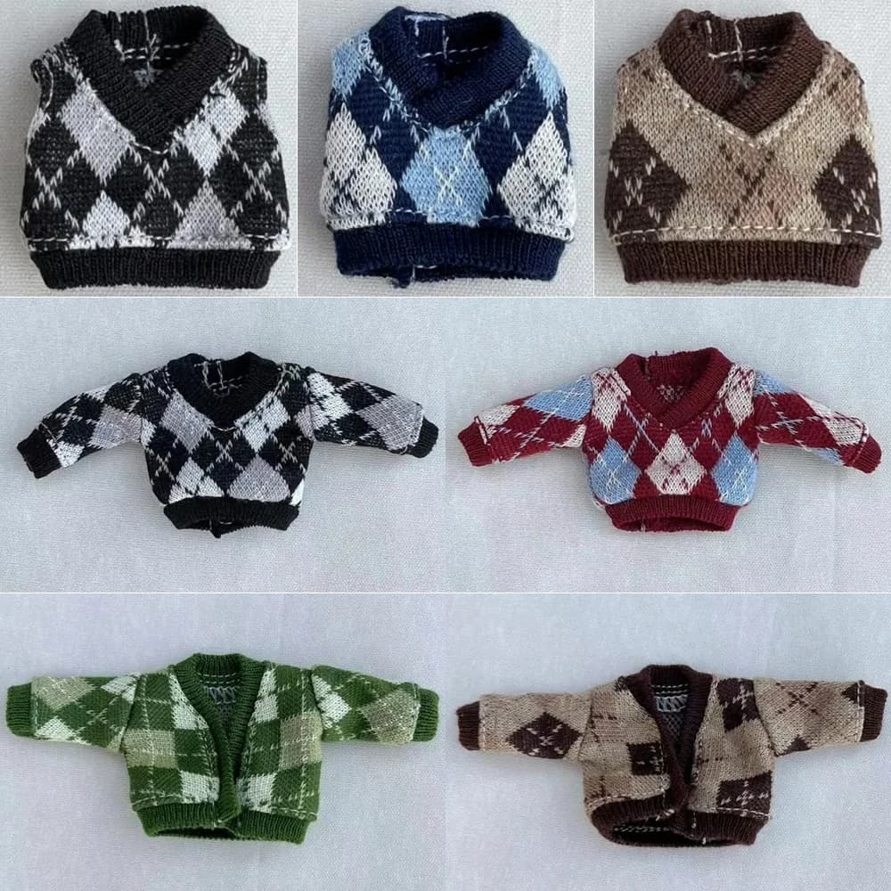 Handmade Obitsu 11 Vest Ob11 Doll Clothes Winter Sweater With Plaid Pattern For Gsc, Ymy Body, Ufdoll, 1/12bjd, Obitsu11