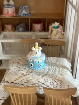 DollHouse diy accessories Clay sculpture cake Cartoon Shark Flower cake miniature birthday party decoration couple gift model