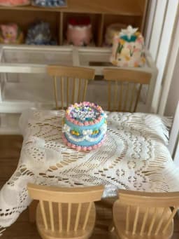 DollHouse diy accessories Clay sculpture cake Cartoon Shark Flower cake miniature birthday party decoration couple gift model