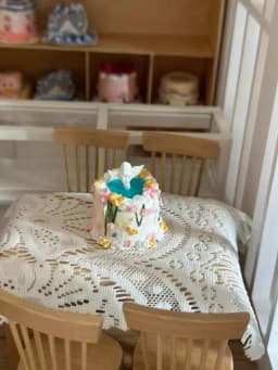 DollHouse diy accessories Clay sculpture cake Cartoon Shark Flower cake miniature birthday party decoration couple gift model