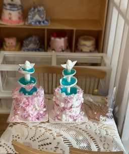 DollHouse diy accessories Clay sculpture cake Cartoon Shark Flower cake miniature birthday party decoration couple gift model