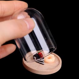 1:12 Dollhouse Miniature Decor Flower Display Glass Display Bell Jar with Wooden Base Home Decor Flower Glass Cover
