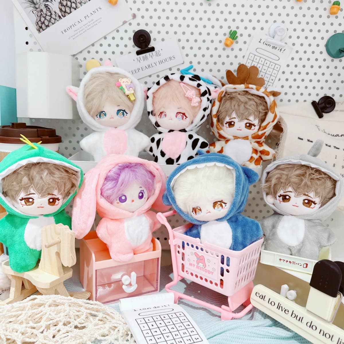 10cm Cute Animals Unicorn Bunny Shark Coat Suit Mini Idol Soft Cotton Doll DIY Clothes Accessory for Girls Fans Collection Gifts
