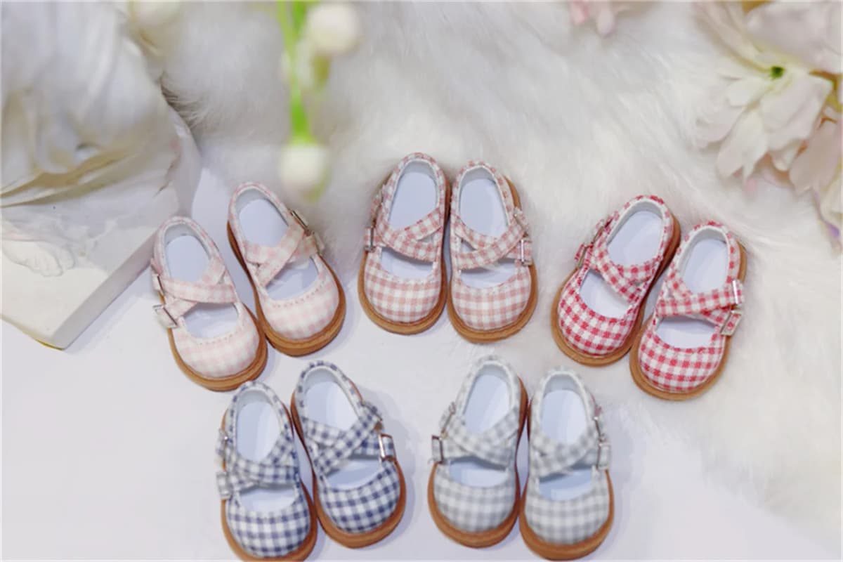 BJD Shoes 1/6, XIONGMEI, 1/4 Checkered Soft Soles Shoes BJD Accessories