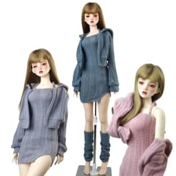 Doll Clothes Fashion Halter Slit Knit Skirt Sweater Coat Fit 43-60cm 1/4 /3 BJD DD SD13 Doll Accessories Girl Gift