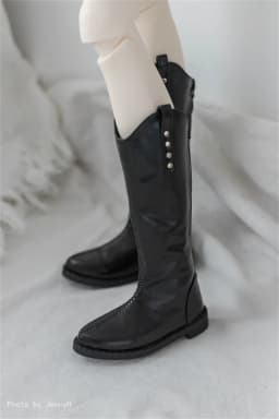 In Stock BJD Shoes 68 70cm Leather Matte Black Pointy Mid-calf Boots Rivet Studded Thigh-high Boots BJD Doll Accessories
