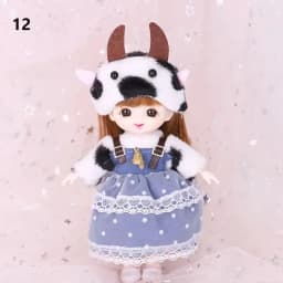 Cute Lace Doll Dress Top Jumpsuit Cartoon Animals Miniature Hat Suit For Ob11 16~17cm Doll Clothes Accessories