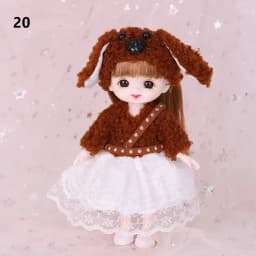 Cute Lace Doll Dress Top Jumpsuit Cartoon Animals Miniature Hat Suit For Ob11 16~17cm Doll Clothes Accessories