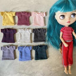 1PCS 1/6 Blyth Clothes,Pure Cotton Stripe T-shirt for azone ob24 pullip blyth 1/6 doll clothes accessories