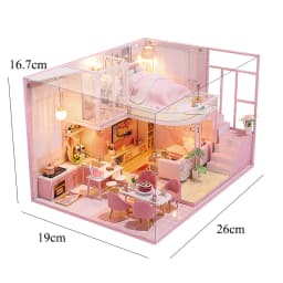 DIY Wooden Doll House Handmade Duplex Apartment Production 3D Puzzle Assembly Building Duplex Apartment Model Toy Birthday Gifts