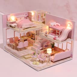 DIY Wooden Doll House Handmade Duplex Apartment Production 3D Puzzle Assembly Building Duplex Apartment Model Toy Birthday Gifts