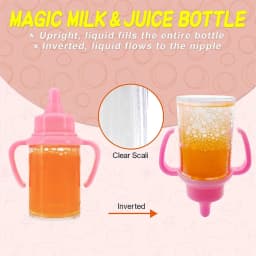 Zhexitoy Disappearing Dolls Feeding Bottles Sets including Nipple、Milk and Juice Bottle, Baby Doll Accessories, Kids Gifts