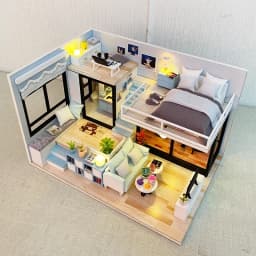 DIY Wooden Casa Doll Houses Miniature Building Kits with Furniture Light Modern Loft Dollhouse Toys for Adults Birthday Gifts