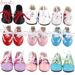 7cm Leather Doll Shoes For 18 Inch American Doll Boots Accessories Lacing Sneakers For 43cm Baby New Born& OG,Russia Girl Dolls