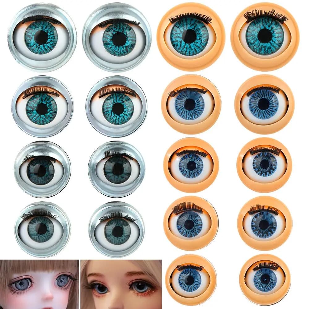 Doll Eye Accessories Doll Eyechips Doll Rolling Eyeballs DIY Doll Eyes Simulation Active Eyeball with Eyelashes