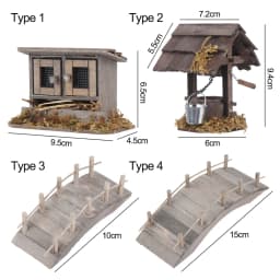 Dollhouse Mini Wooden Arch Bridge with Railing Water Well Chicken Coop Miniature Fairy Garden Micro Landscaping Decoration Model