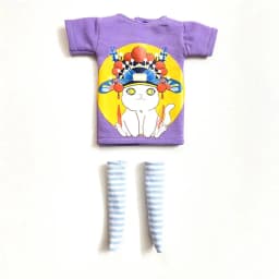 2 pcs/set of Blyth doll costume, cartoon animal print short T-shirt + striped socks, can be used for 1/6 doll