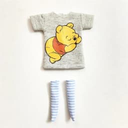 2 pcs/set of Blyth doll costume, cartoon animal print short T-shirt + striped socks, can be used for 1/6 doll