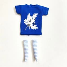 2 pcs/set of Blyth doll costume, cartoon animal print short T-shirt + striped socks, can be used for 1/6 doll