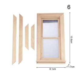 Cute Wooden Frame and Glass Plate Doll House DIY Double Window 1/12 Dollhouse Miniature Accessories Furniture Toys