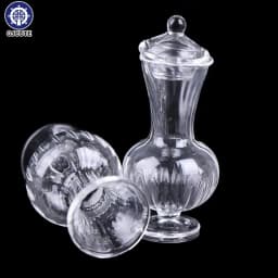 1Pc 1:12 Dollhouse Miniature Vase Glass Candy Jar Simulation Candy Bottle Flower Plant Vases Model Doll House Decor Toy