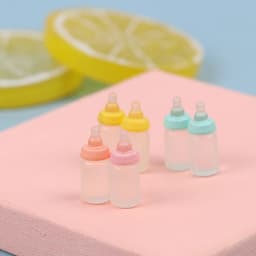 6Pcs Colorful Resin Simulation Mini Milk Bottle Miniature Baby bottle Super Cute Transparent Bottle 1:12 Dollhouse Accessories