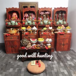 1:12 Doll House Miniature Sculpture Buddha Hand String Incense Burner Pu Fan Bird Cage Tea Set Clock Tea Room OB11 Scene Model