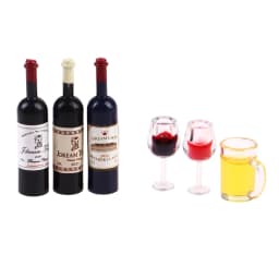 5Pcs 1:12 Dollhouse Miniature Wine Cup Beer Mug Wine Bottle Model Furniture House Decor Toy