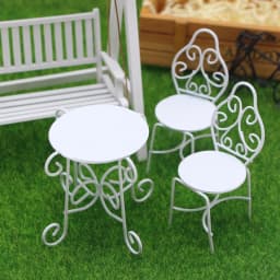 1Set 1:12 Dollhouse Miniature Table Chair Set Iron Art Tea Table Chairs Balcony Outdoor Garden Model Doll Home Furniture Decor