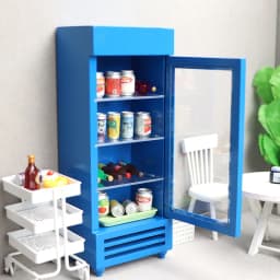 Doll house Mini Furniture Wooden Refrigerator Scene Beverage Color Freezer