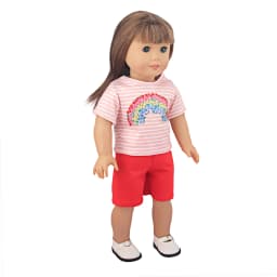 Cotton Short -sleeved T-shirt For American 18 inch Girl Doll Rainbow, Car, Cat, Little Girl Shirt For 43cm New Born&OG Doll Toy