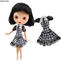 White Black Plaided Doll Clothes For Blythe Doll Dress Gown For Neo Blythe 1/6 Accessories Outfits For Licca Dolls Toys
