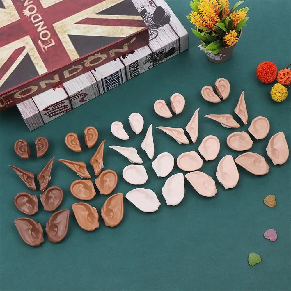 1Pair Blyth Doll Elf Ears Toy White Natural Tan Dark And Super Black Skin Only Ears No Doll Artificial Ear Accessories