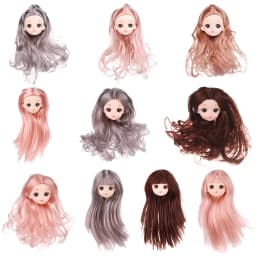 30CM Doll Head With Long Curly Hair Straight Wig For 16cm Dolls Accessories Removable Joint Toys DIY Head For 1/6 BJD Dolls