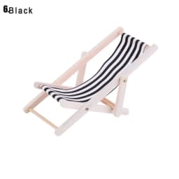 Wooden Lounge Chair Striped for 1/12 Dollhouse Miniature Furniture Beach Chair Folding Stripe Deck Doll House Garden Decor
