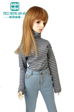 60CM BJD Doll Clothes 1/3 SD Toys Ball Jointed Doll Fashion Striped Turtleneck Jeans