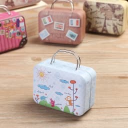 Vintage Miniature Suitcase For Dolls Accessories Metal Mini Luggage Travel Case BJD Doll Handbag Dollhouse Jewellery Box Toys