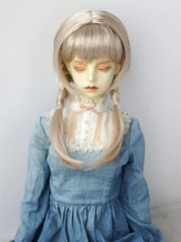 Fjusuns JD676 MSD SD DOD Hair 7-8inch 8-9inch 1/4 1/3 Double Ponytail Braid Synthetic Mohair Doll Wig Fashion Doll Accessories