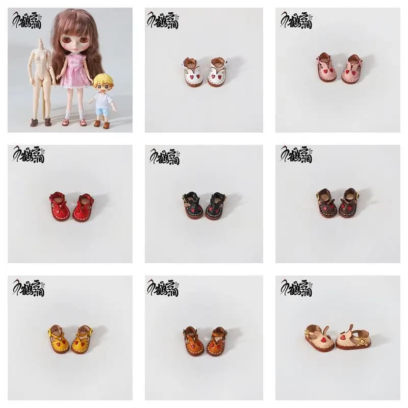Blyths Doll Shoe Accessories Ob22 Ob24 Doll Shoes Rabbit Shoe Toy Accessories Mini Leather Shoes 3.0 * 1.8cm