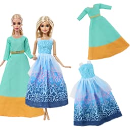 BJDBUS 2 Pcs/Set Princess Dress Gown for 11.5'' Doll 30cm Fairy Tale Party Wear Clothes 1/6 Accessories Kids Handmade Toy Gift